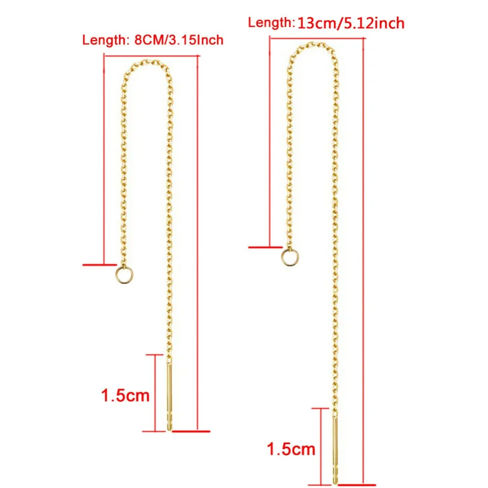 10PCS/lot Stainless Steel Threader Chain Earrings Findings For Jewelry DIY Making Drop Earrings Tassel Chain Accessories
