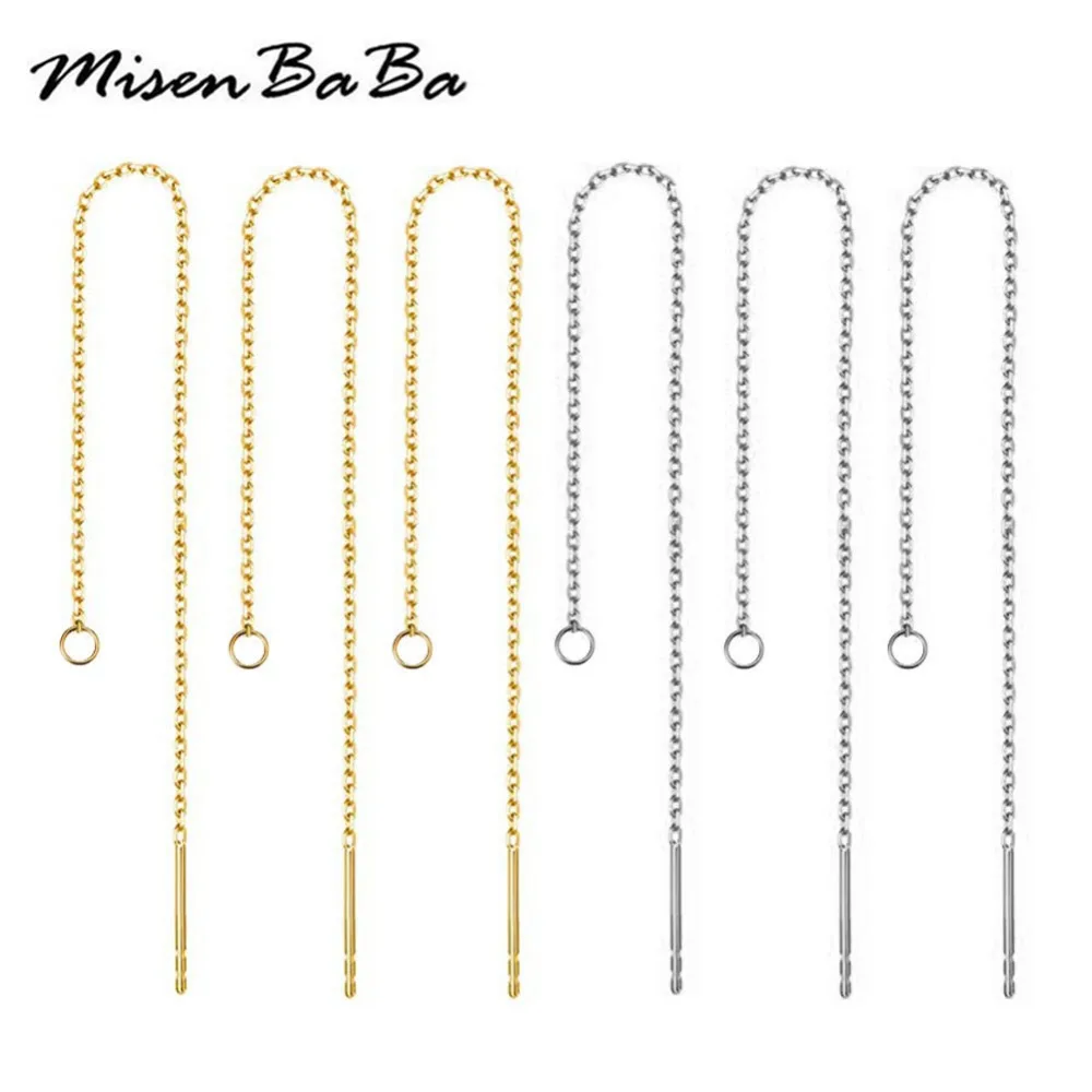 10PCS/lot Stainless Steel Threader Chain Earrings Findings For Jewelry DIY Making Drop Earrings Tassel Chain Accessories
