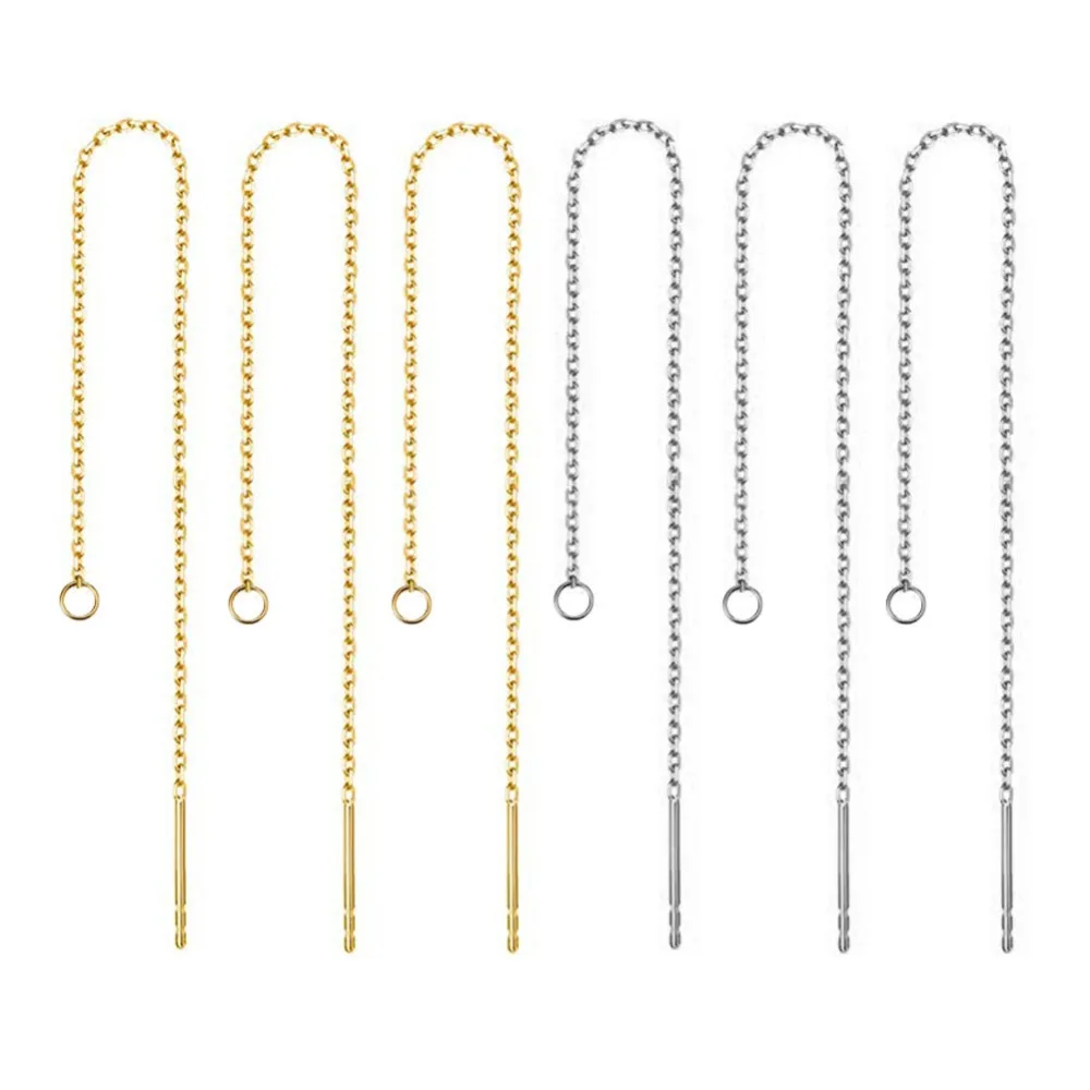10PCS/lot Stainless Steel Threader Chain Earrings Findings For Jewelry DIY Making Drop Earrings Tassel Chain Accessories