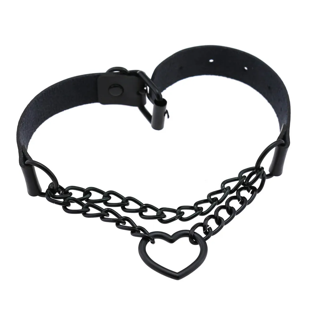 Black Choker Necklace for Women Goth Heart Necklace Chain Collar Grunge Punk Cute Kawaii Chocker Halloween Jewelry