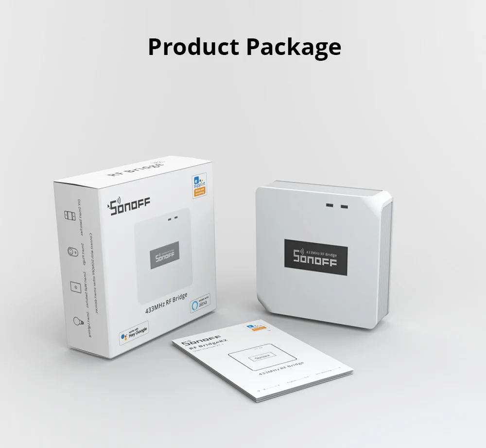SONOFF RF Bridge R2 433MHz Gateway DW2 PIR3 Door Window Motion Sensor Voice Control Smart Scene via EWeLink Google Home Alexa