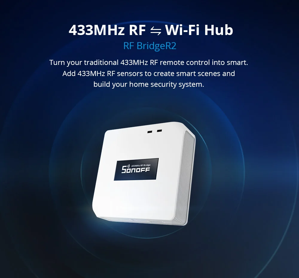 SONOFF RF Bridge R2 433MHz Gateway DW2 PIR3 Door Window Motion Sensor Voice Control Smart Scene via EWeLink Google Home Alexa