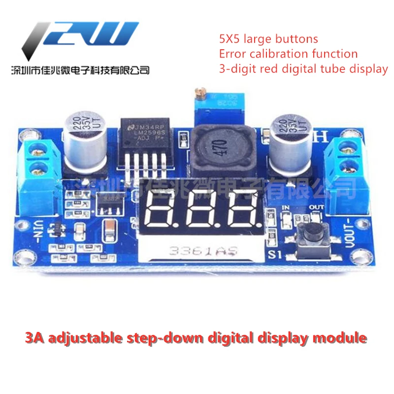 LM2596 BUCK 3A DC-DC Voltage Adjustable Step-Down Power Module + Blue LED Voltmeter