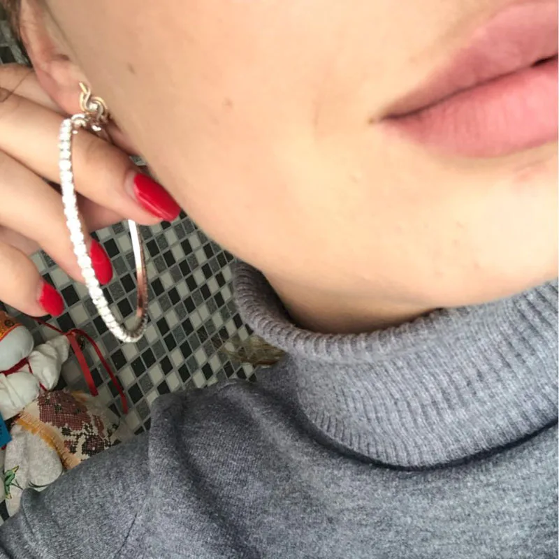 Raexrage 30-100mm Fashion Hoops Earrings With Rhinestone Circle Crystal Earrings Big Basketball Wives CZ Hiphop Earrings Women