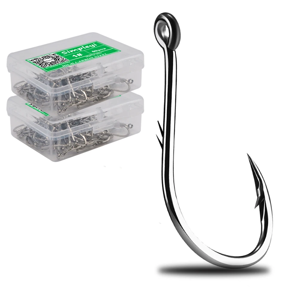 50pcs/Box Barbed High Carbon Steel Fishing Hooks Sea Worm Carp Single Circle Hook Set Fly Fishing Accessories Tackle Fishhook