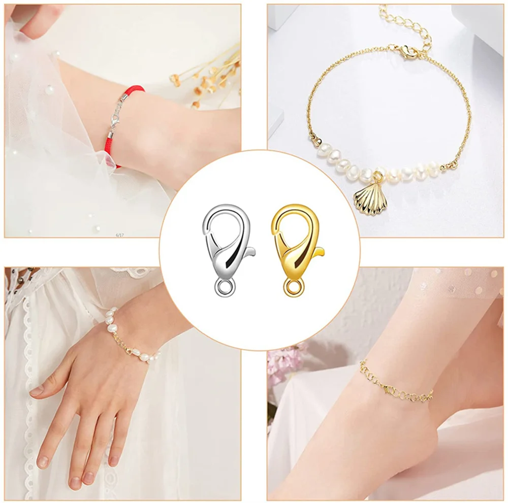100pcs Gold Metal Lobster Clasps Bracelets Connectors Hooks Buckle Charm Materials for DIY Jewelry Making Supplies Accessories