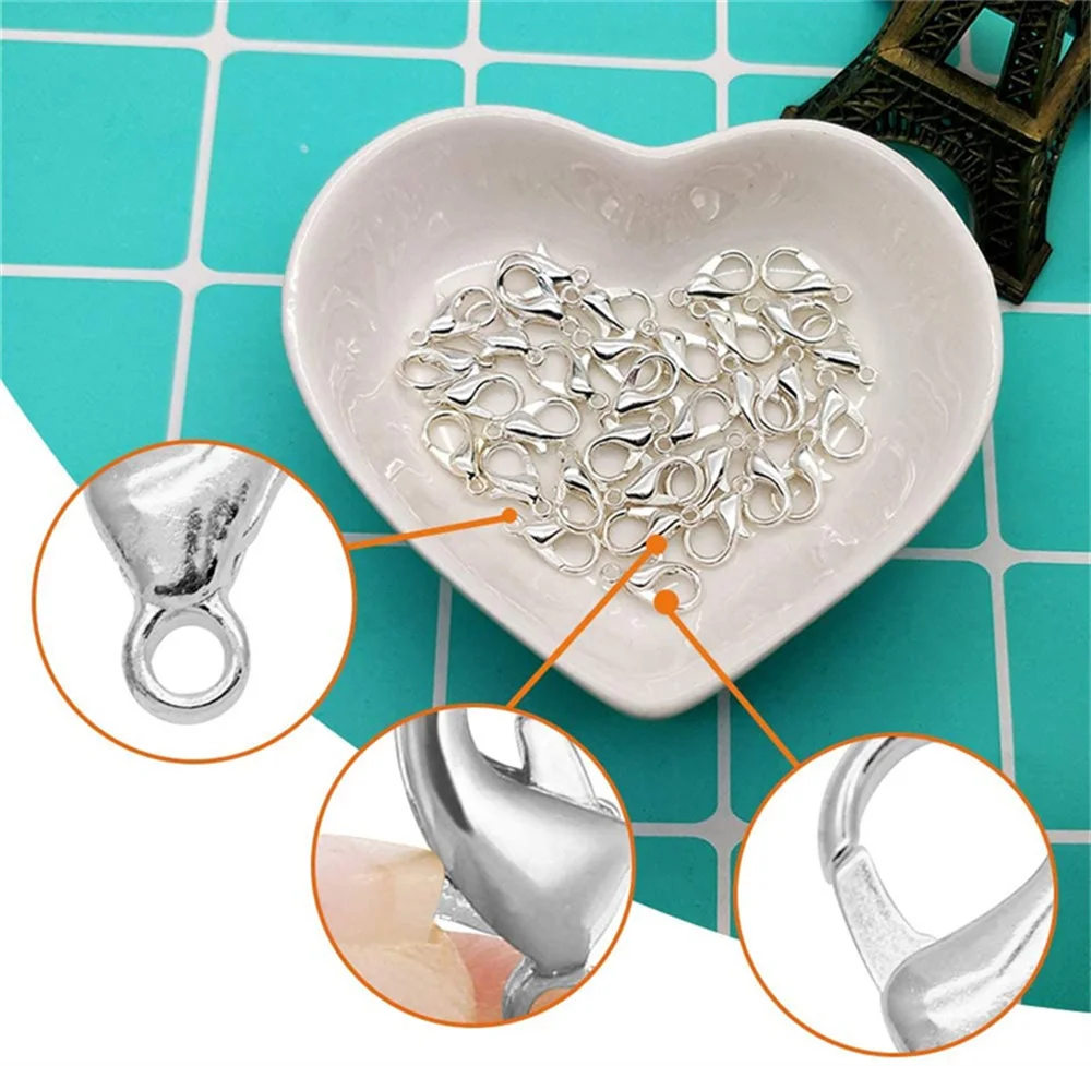 100pcs Gold Metal Lobster Clasps Bracelets Connectors Hooks Buckle Charm Materials for DIY Jewelry Making Supplies Accessories