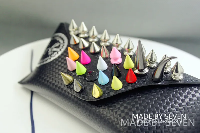 50sets 7*10mm Cone Colored Studs And Spikes For Clothes DIY Handcraft Garment Rivets For Leather Bag Shoes Tachuelas Ropa