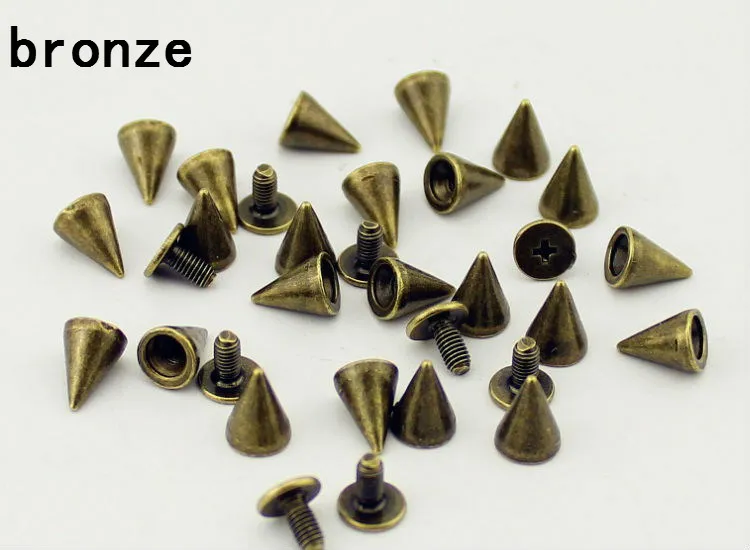 50sets 7*10mm Cone Colored Studs And Spikes For Clothes DIY Handcraft Garment Rivets For Leather Bag Shoes Tachuelas Ropa