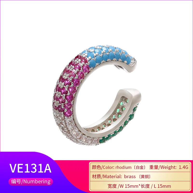 1Piece,15x15mm CZ Crystal Ear Cuff C-shaped/Star-Shaped Ear Clips Non-pierced Nickel-free Earrings for Women Jewelry:VE131
