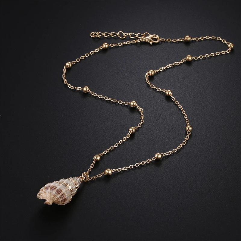 Natural Bohemian Conch Necklaces For Women Girls Fashion Shell Cowrie Pendant Necklace Ocean Beach Female Summer Jewelry Gifts