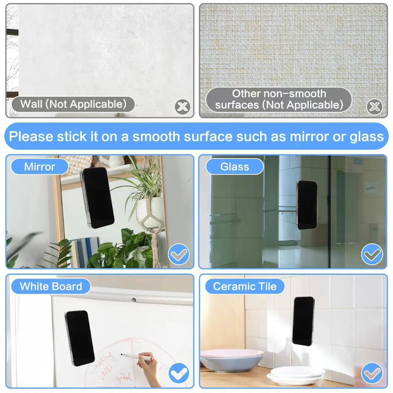 24 Silicone Suction Cups, Black Minimalist Sticker, Anti Slip Phone Case, Portable And Movable Phone Holder, Square Portable