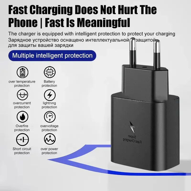 Samsung 45w Super Fast Charger PD Adapter EU US Type C Cargador For Galaxy S26 S25 FE S24 Ultra S23 Plus A55 A56 M55 Tab S11 S10