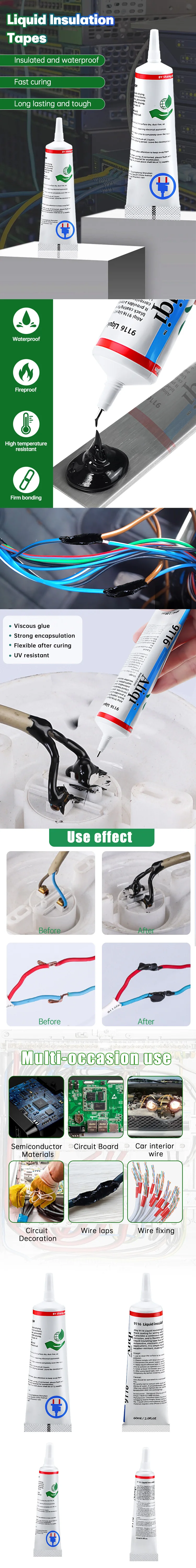 Waterproof Liquid Electrical Tape Rubber Insulating Cable Wire Coat Glue Insulation Adhesives Sealer Home Fix Line Glue