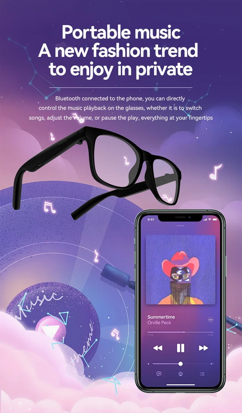 Lenovo AI Smart Wireless Glasses Bluetooth Sunglasses Remote 8K Control Touch Photo Camera Recording Voice Assistant Translator