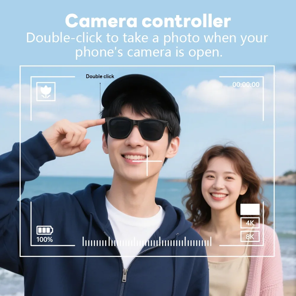 Lenovo AI Smart Wireless Glasses Bluetooth Sunglasses Remote 8K Control Touch Photo Camera Recording Voice Assistant Translator