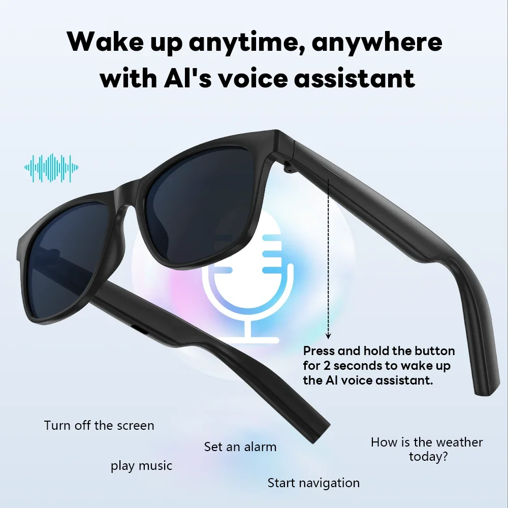 Lenovo AI Smart Wireless Glasses Bluetooth Sunglasses Remote 8K Control Touch Photo Camera Recording Voice Assistant Translator