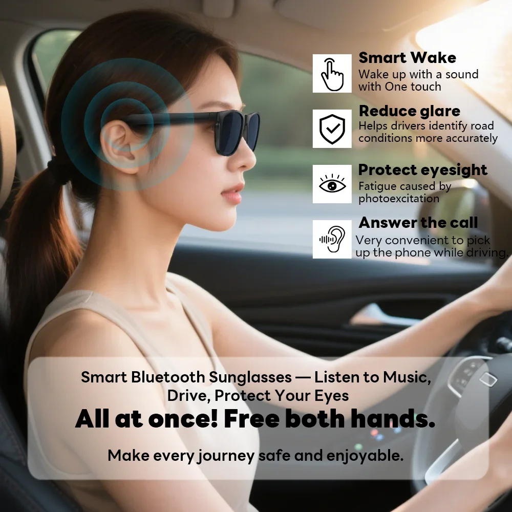 Lenovo AI Smart Wireless Glasses Bluetooth Sunglasses Remote 8K Control Touch Photo Camera Recording Voice Assistant Translator
