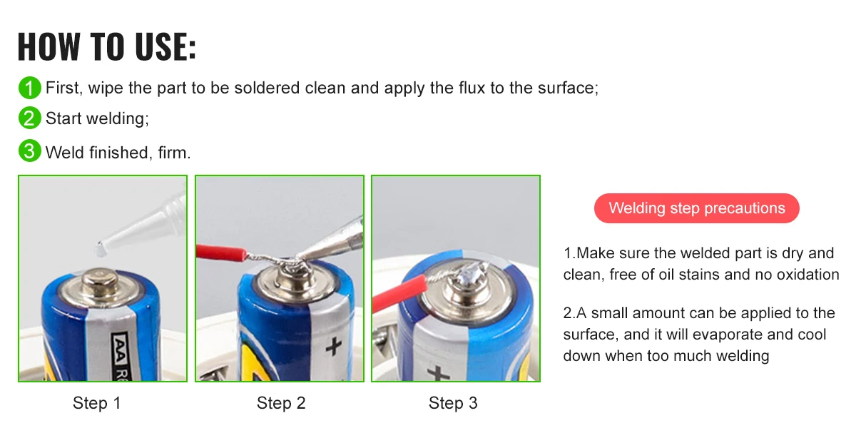 Stainless Steel Liquid Soldering Flux No-Clean Welding Fluid for Nickel Copper Iron 18650 Battery PCB Repair