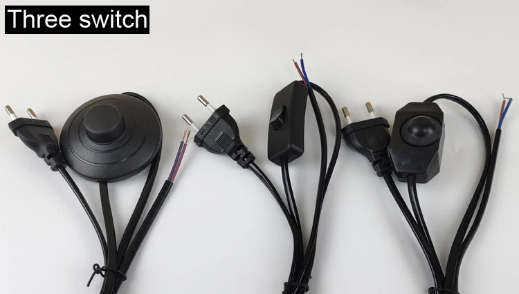 EU Plug With Switch Wire 1.7M Dimmer Black/White Lamp Cable For Table Lamp For Floor lamp 110-220V Electricity Wire US Plug