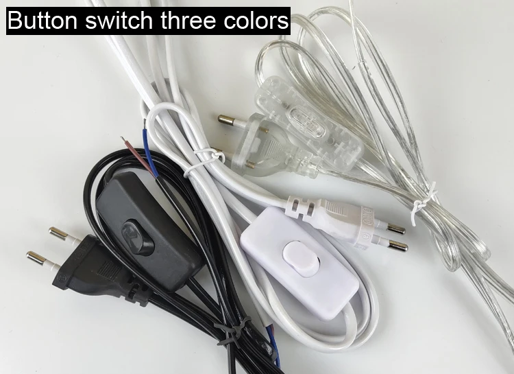 EU Plug With Switch Wire 1.7M Dimmer Black/White Lamp Cable For Table Lamp For Floor lamp 110-220V Electricity Wire US Plug