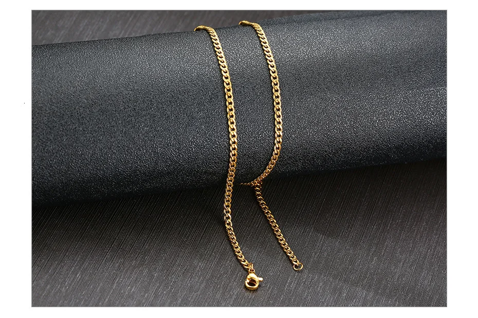 Vnox Men's Cuban Link Chain Necklace Stainless Steel Black Gold Color Male Choker colar Jewelry Gifts for Him