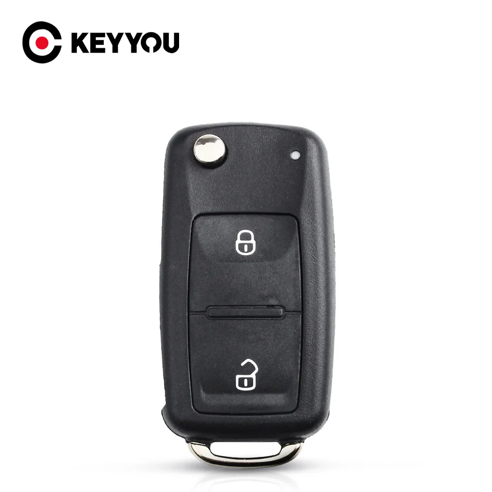 KEYYOU NEW 2 Button Folding Flip Remote Key Replacement Case FOB Shell For Vw For VOLKSWAGEN Transporter T5 Polo G Uncut Blade