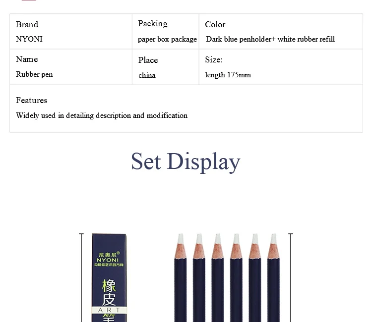 NYONI Rubber Pen Eraser Pencil Pen Tip Rubber Type 1/3/6pcs High Precision Pencil Eraser For Manga Highlight Art Supplies N2810