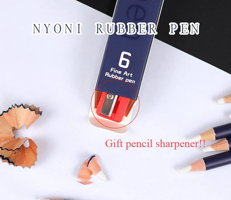 NYONI Rubber Pen Eraser Pencil Pen Tip Rubber Type 1/3/6pcs High Precision Pencil Eraser For Manga Highlight Art Supplies N2810