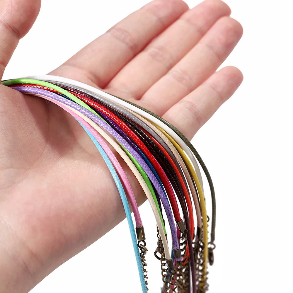 10Pcs/lot Dia 1.5/2mm Leather Cord Necklace With Clasp Adjustable Braided Rope for Jewelry Making DIY Necklace Bracelet Supplies