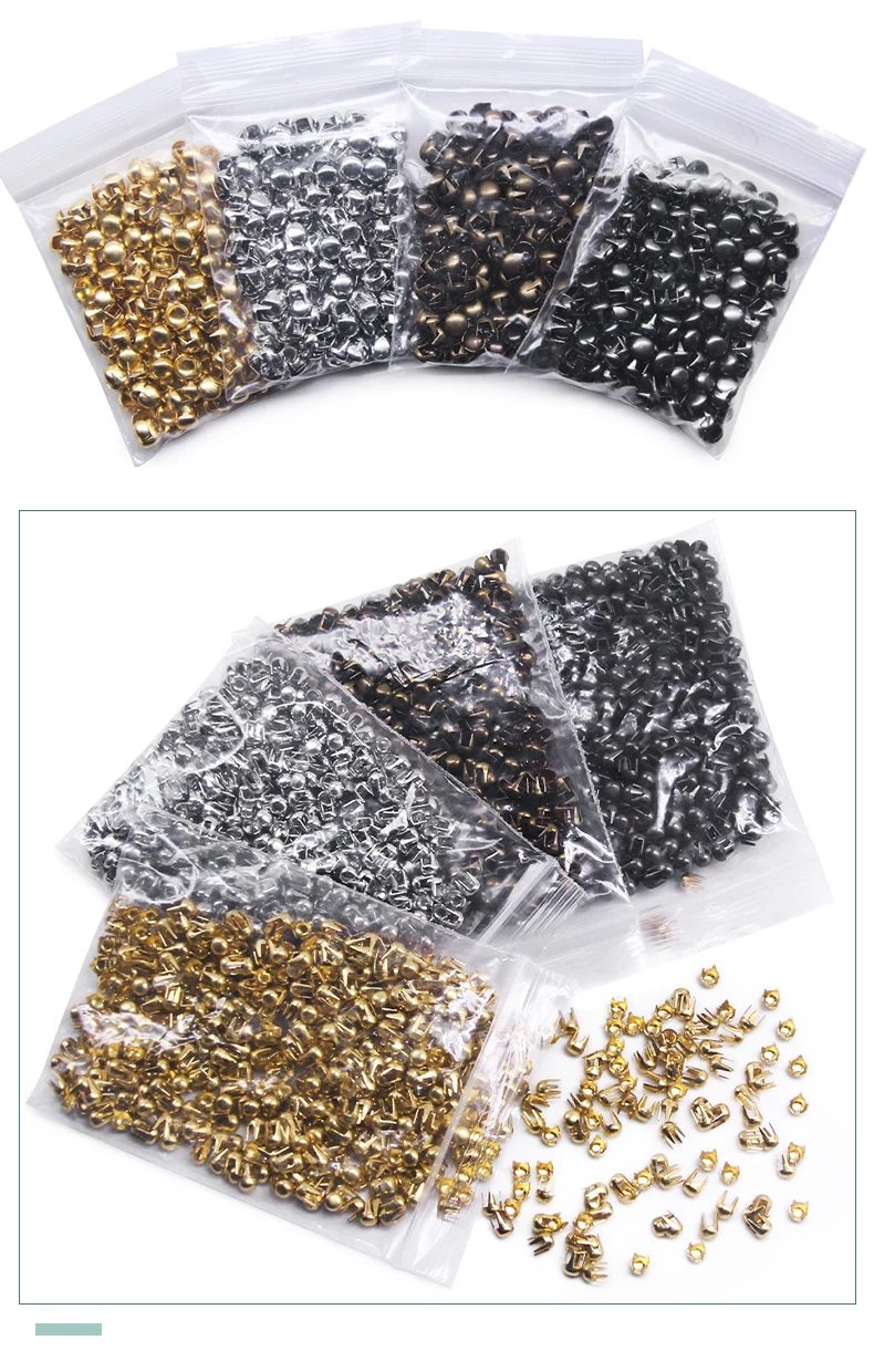1 PACK Round Brass Dome Rivets Spike Studs Spots Nailhead Punk Rock DIY Leather Craft For Shoes Clothing Bag Garment Decoration