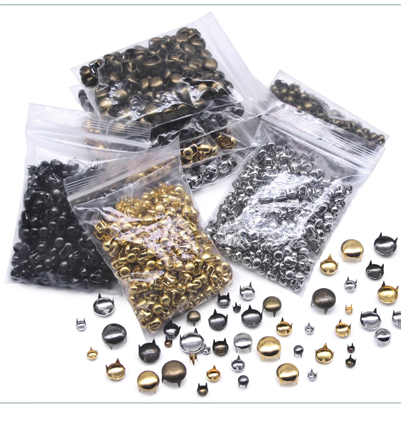1 PACK Round Brass Dome Rivets Spike Studs Spots Nailhead Punk Rock DIY Leather Craft For Shoes Clothing Bag Garment Decoration