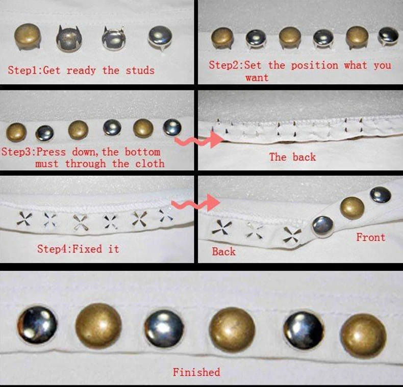 1 PACK Round Brass Dome Rivets Spike Studs Spots Nailhead Punk Rock DIY Leather Craft For Shoes Clothing Bag Garment Decoration