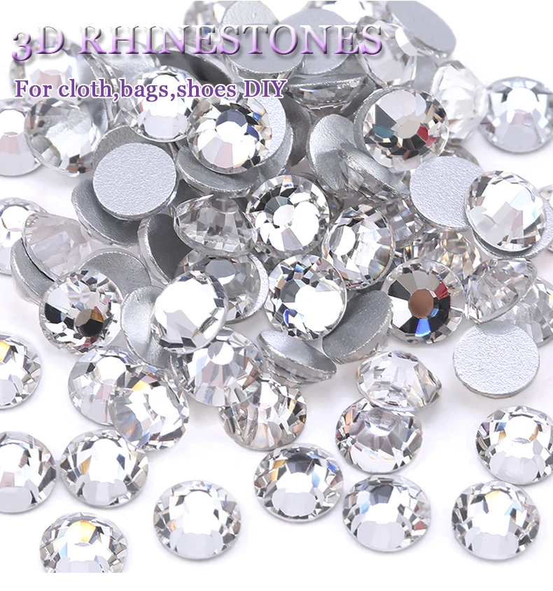 QIAO Flat Back Gems Round Crystal Rhinestones for Crafts Nail Face Art Sewing & Fabric Clothes Shoes Bags DIY Decoration