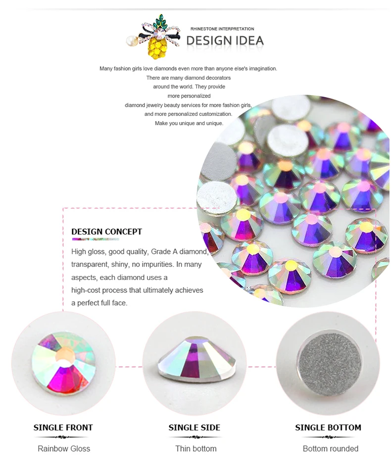 QIAO Flat Back Gems Round Crystal Rhinestones for Crafts Nail Face Art Sewing & Fabric Clothes Shoes Bags DIY Decoration