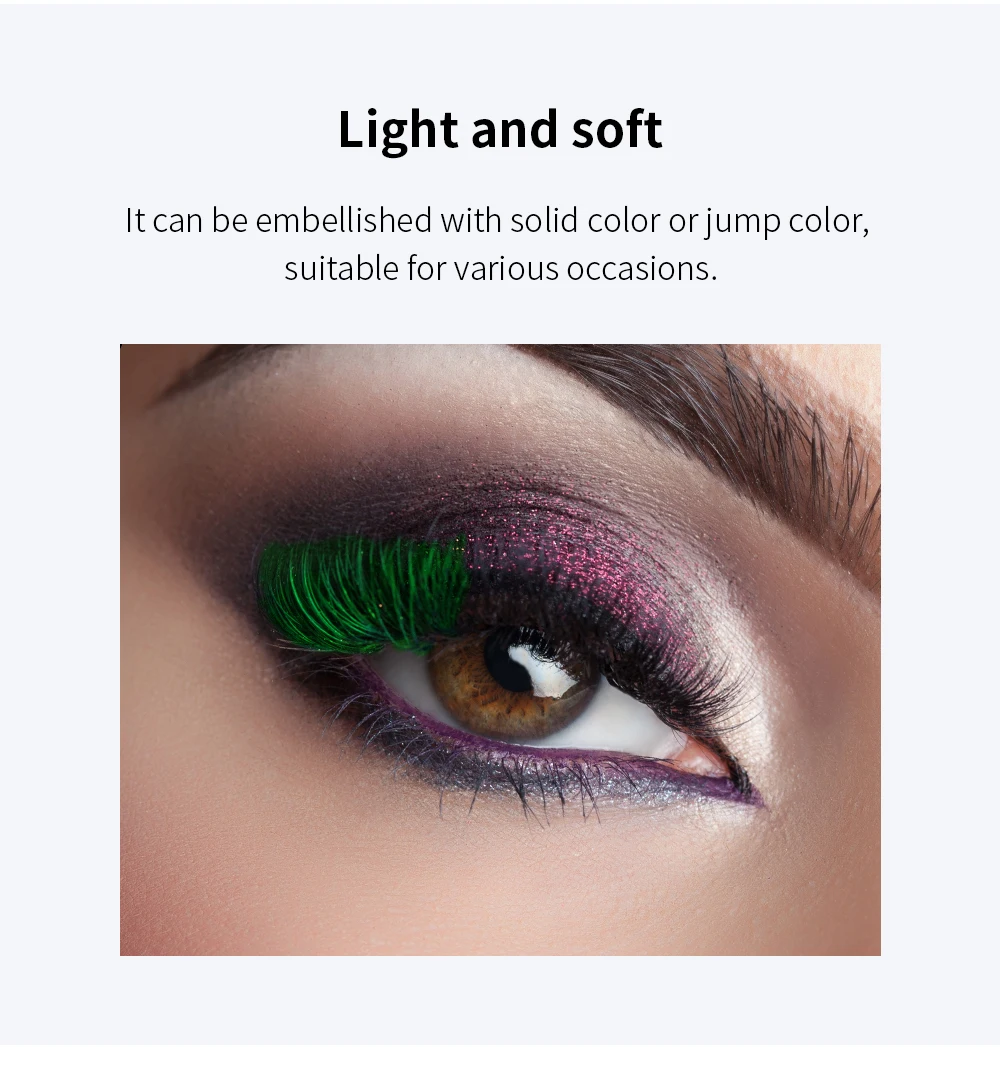 GLAMLASH Color Lash Purple Blue Brown Green Red White Pink Yellow Eyelash Extensions Individual False Colored Mink Lashes Makeup