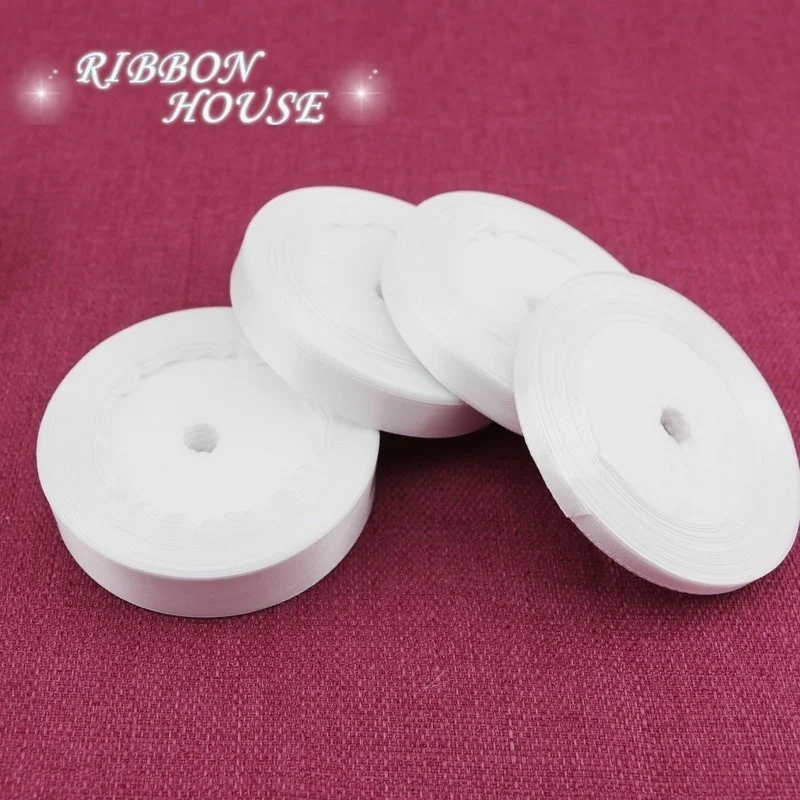 (25 Yards/Roll) White Single Face Satin Ribbon Wholesale Gift Wrapping Christmas Ribbons
