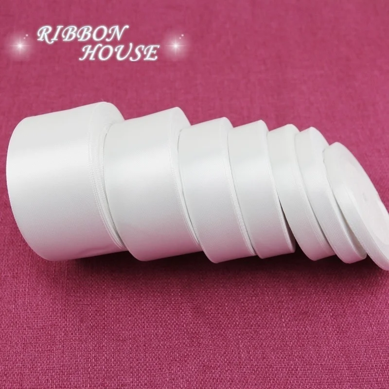 (25 Yards/Roll) White Single Face Satin Ribbon Wholesale Gift Wrapping Christmas Ribbons