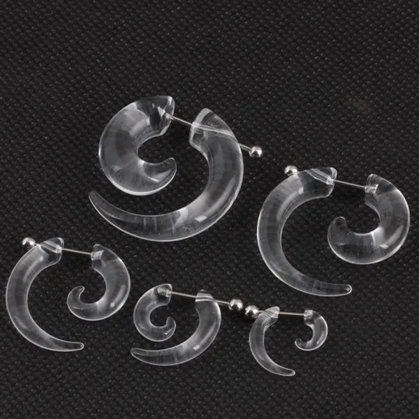 1 pair men women fashion new fake spiral ear tapers snail ear expanders black 3mm 4mm 5mm 6mm 8mm body jewelry ear plug pircing