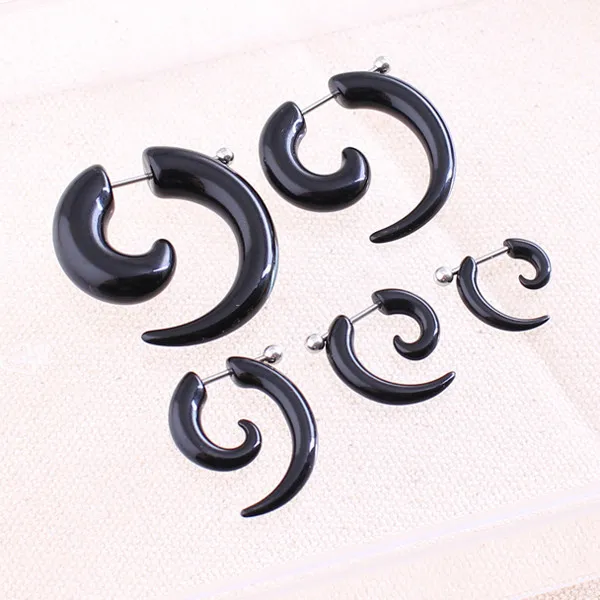 1 pair men women fashion new fake spiral ear tapers snail ear expanders black 3mm 4mm 5mm 6mm 8mm body jewelry ear plug pircing