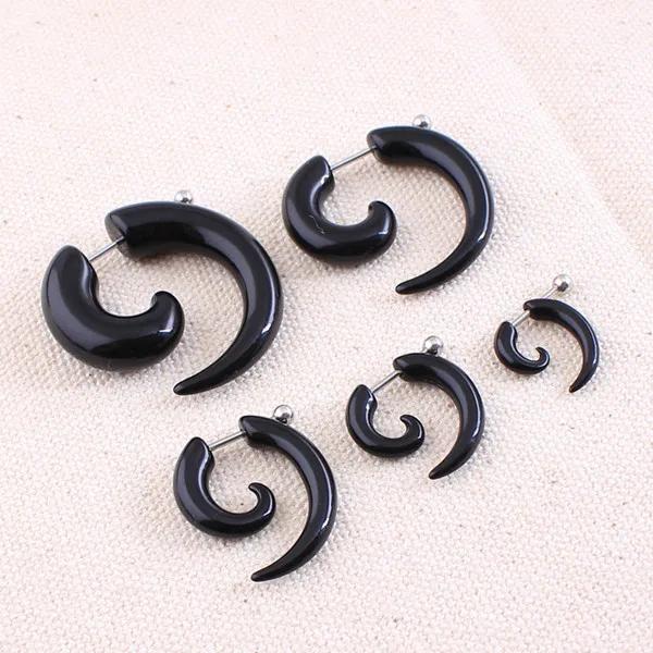 1 pair men women fashion new fake spiral ear tapers snail ear expanders black 3mm 4mm 5mm 6mm 8mm body jewelry ear plug pircing