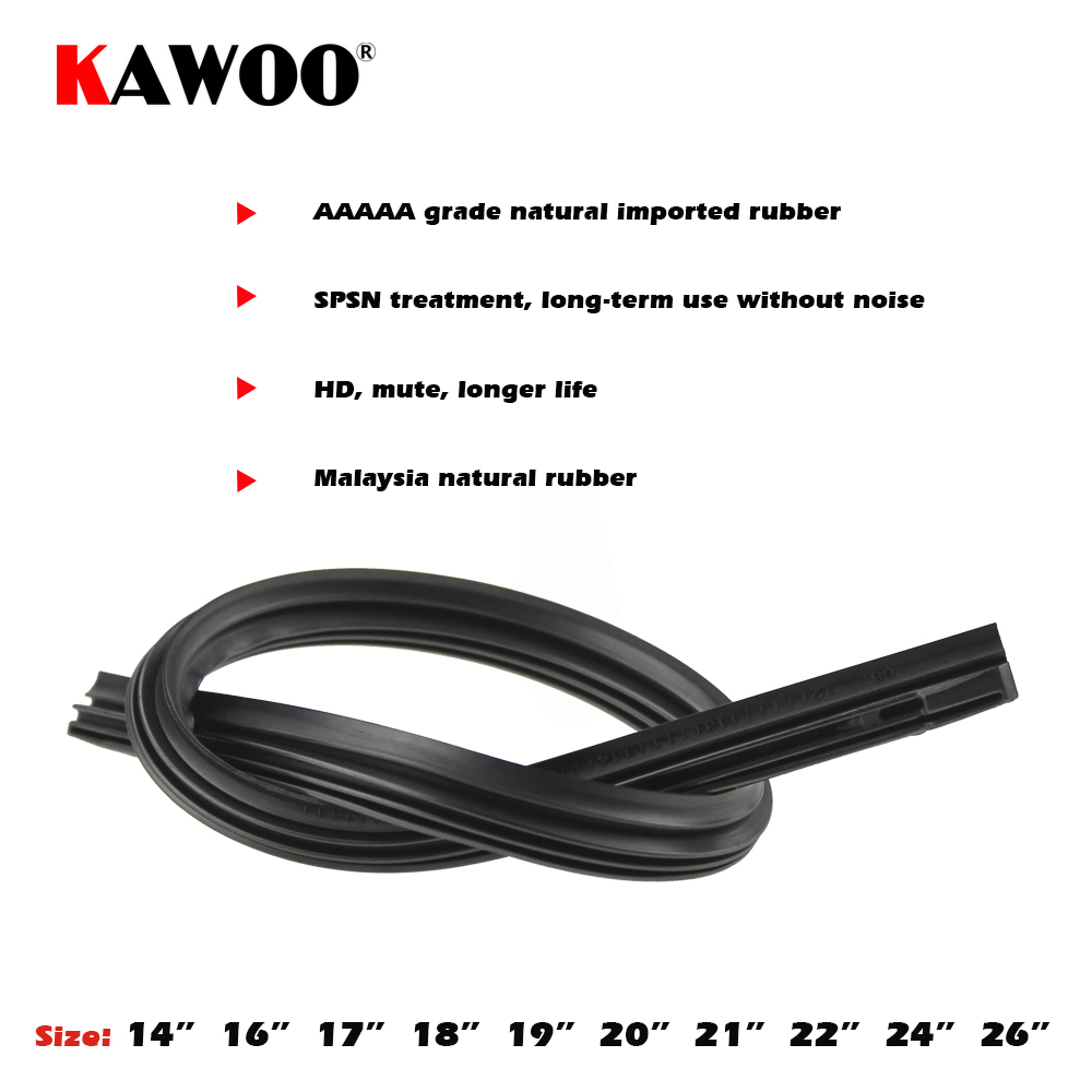 KAWOO Car Vehicle Insert Rubber Strip Wiper Blade (Refill) 8mm Soft 14" 16" 17" 18" 19" 20" 21" 22" 24" 26" 28" 1pcs Accessories