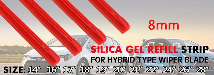 KAWOO Car Vehicle Insert Rubber Strip Wiper Blade (Refill) 8mm Soft 14" 16" 17" 18" 19" 20" 21" 22" 24" 26" 28" 1pcs Accessories