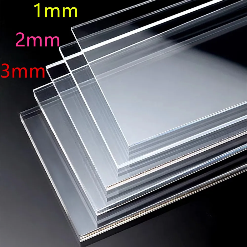 1/2/3Pcs 1/2/3mm Thickness Transparent Colorless Clear Acrylic Board Perspex Glass Plate Plastic Organic Sheet Methacrylat