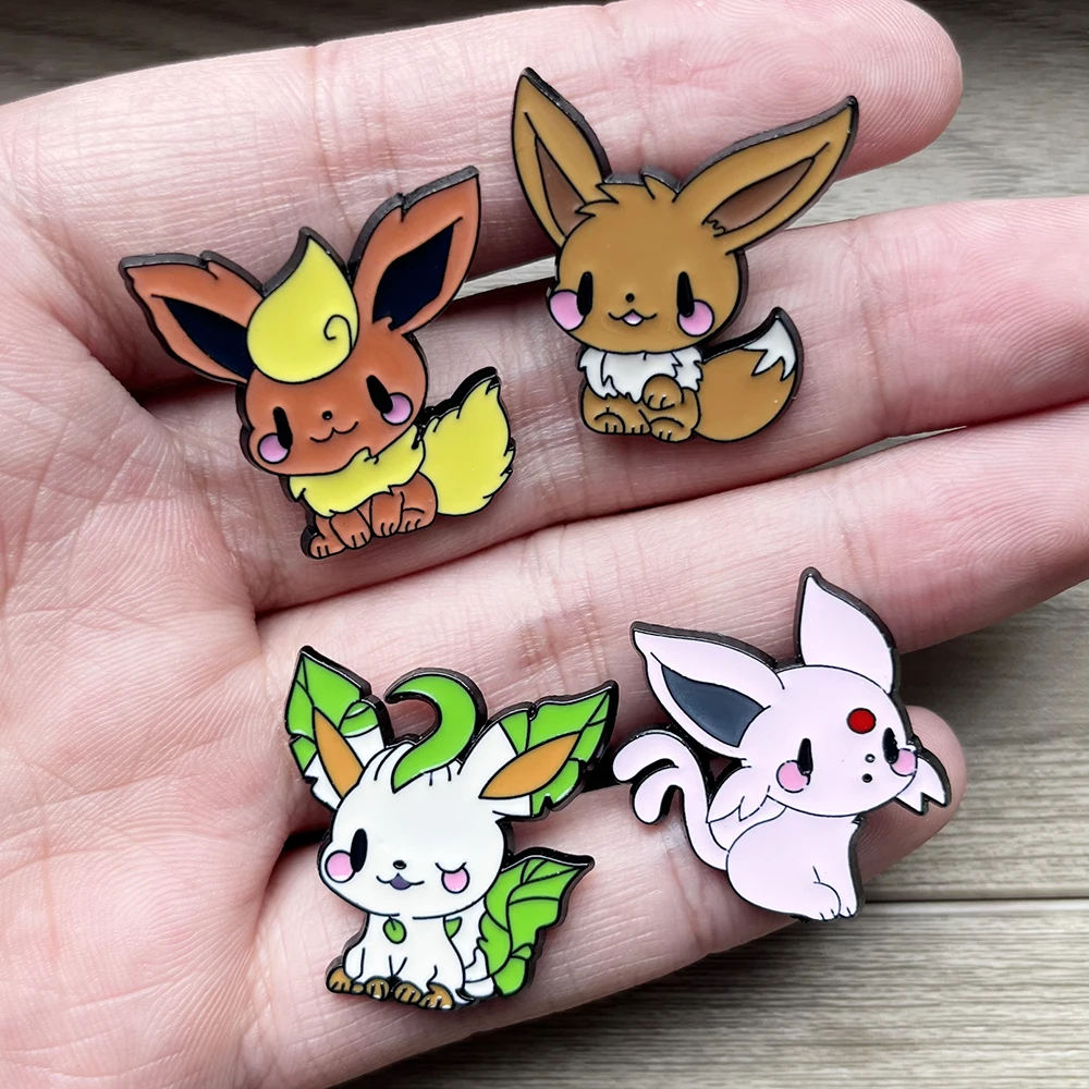 9 Pcs Anime Elf Brooch Set Eevee Enamel Pins Fashion Metal Badges Jewelry for Clothing And Backpack Accessory Gift for Fans