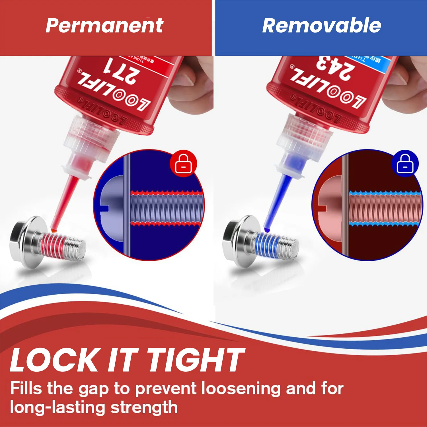 243 271 50ml Threadlocker Anaerobic Glues Anti Loose Screw Glues Fastening Quickly Cured Thread Locking Agent Sealant for Screws