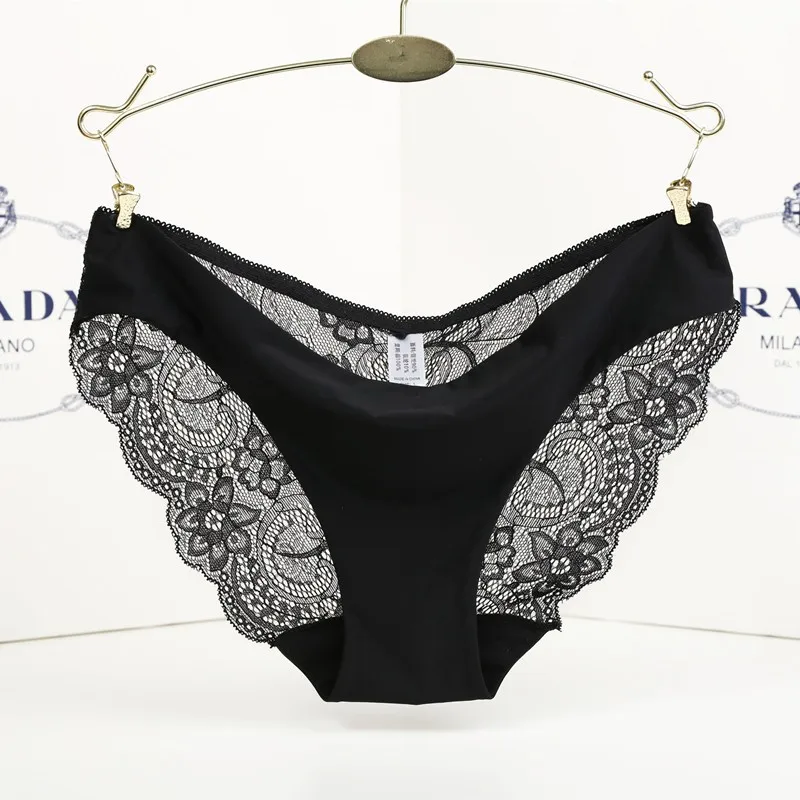 14 Colors Women's Invisible Underwear Spandex Crotch Intimate Women Sexy Lace Black Floral Panties Seamless Panty