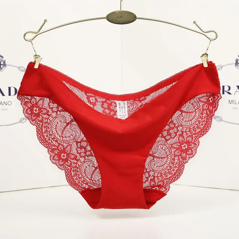 14 Colors Women's Invisible Underwear Spandex Crotch Intimate Women Sexy Lace Black Floral Panties Seamless Panty
