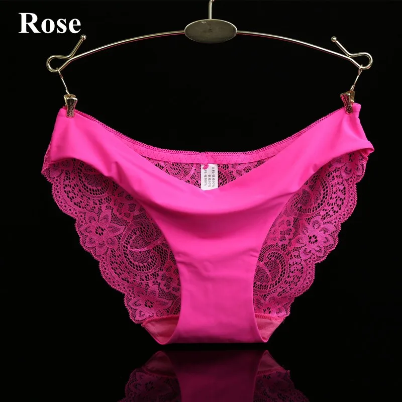 14 Colors Women's Invisible Underwear Spandex Crotch Intimate Women Sexy Lace Black Floral Panties Seamless Panty