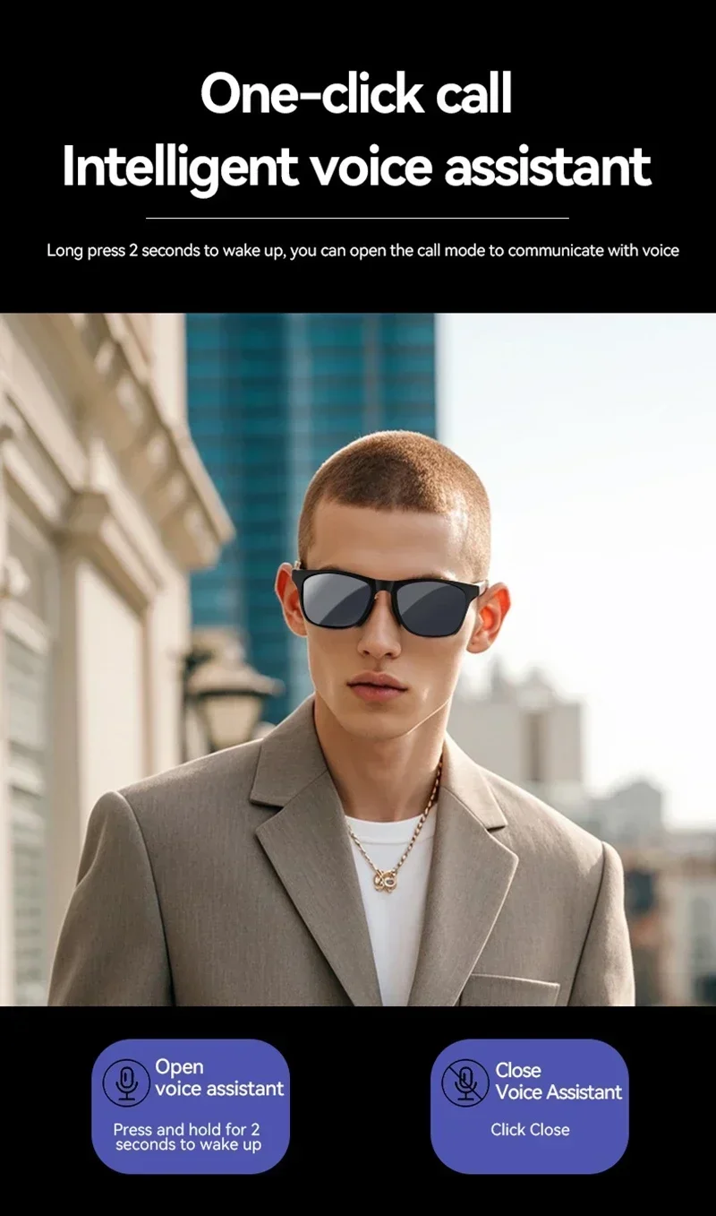 Lenovo AI 8K Smart Camera Glasses Remote Control Touch Photo Recording Voice Assistant Translator Wireless Bluetooth5.3 Sunglass